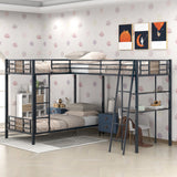 Hearth and Haven L-Shaped Twin over Twin Bunk Bed with Twin Size Loft Bed, Brown