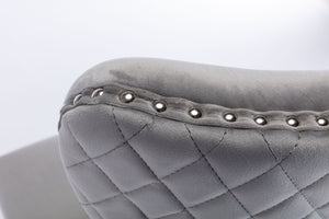 English Elm Simba Tufted Velvet Dining Chair Set (2) Light Gray with Quilted Back, Nailhead Trim & Lion Ring 808857961150