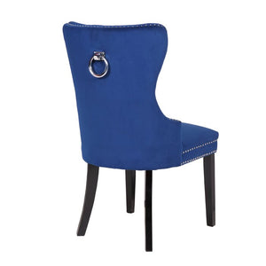 English Elm Erica Velvet Tufted Dining Chairs 2PC – Plush Blue Upholstery, Button-Tufted Comfort, Wood Legs 808857565570