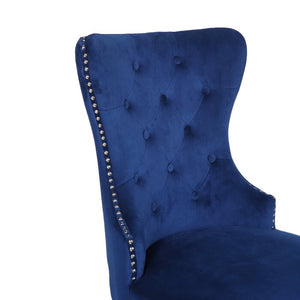 English Elm Erica Velvet Tufted Dining Chairs 2PC – Plush Blue Upholstery, Button-Tufted Comfort, Wood Legs 808857565570
