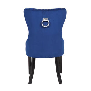 English Elm Erica Velvet Tufted Dining Chairs 2PC – Plush Blue Upholstery, Button-Tufted Comfort, Wood Legs 808857565570