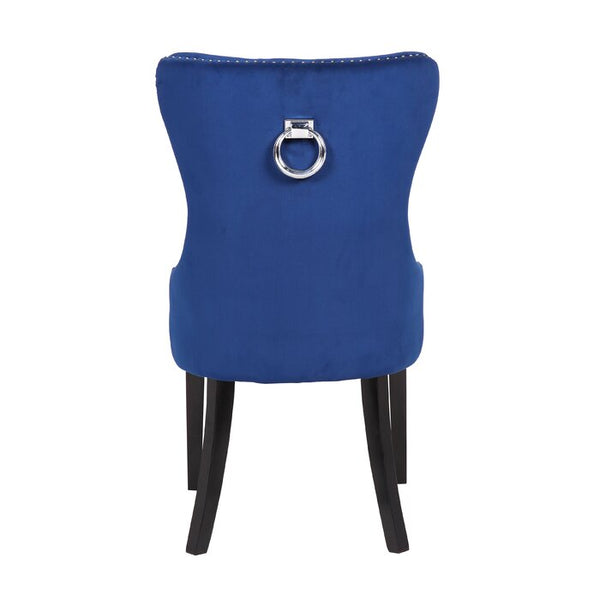 English Elm Erica Velvet Tufted Dining Chairs 2PC – Plush Blue Upholstery, Button-Tufted Comfort, Wood Legs 808857565570