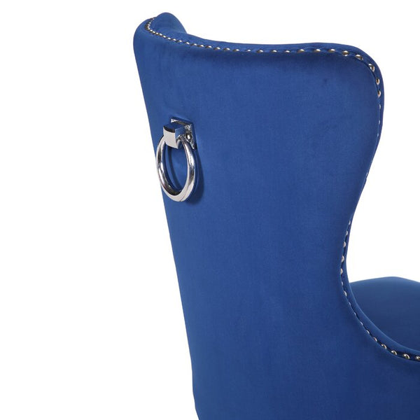 English Elm Erica Plush Tufted Velvet Dining Chairs 2PC Blue with Stainless Steel Legs, Modern Elegant Set 808857648174