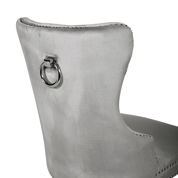 English Elm Erica Plush Velvet Tufted Dining Chairs 2PC Set Light Gray with Sturdy Wood Legs for Timeless Style 808857794864