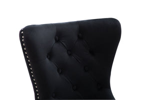 English Elm Erica Velvet Tufted Dining Chairs 2PC Black — Stainless Steel Legs, Plush Upholstery, Modern Elegance 808857623171