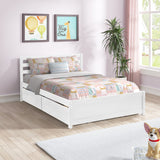 Hearth and Haven Full Size Wood Platform Bed Frame with 4 Storage Drawers and Headboard Of White Color For All Ages W69738853
