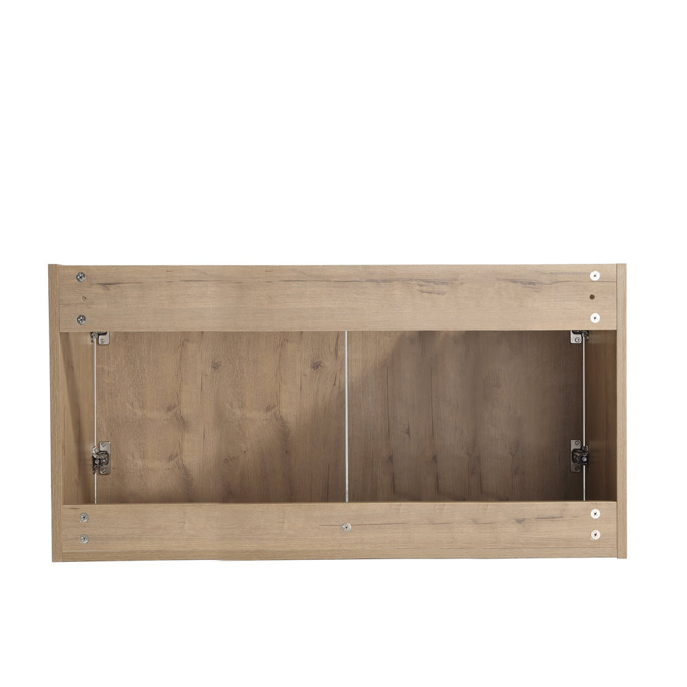 English Elm 36" Wall-Mounted Bathroom Vanity With Soft-Close Sink & Side Cabinet For Stylish Storage Solutions W999S00218