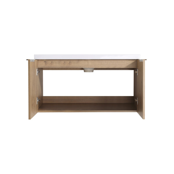 English Elm 48" Wall-Mounted Bathroom Vanity Set With Sink & Side Cabinet - Modern Storage Solution For Small Spaces W999S00235