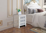 Hearth and Haven 3-Drawer Nightstand with Imitation Diamond and Crystal Handles, Silver W100535587