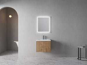 English Elm Bathroom Floating Vanity 24" with Resin Sink, Soft-Close Doors, Wall-Mount Design, Spacious Storage W99950714