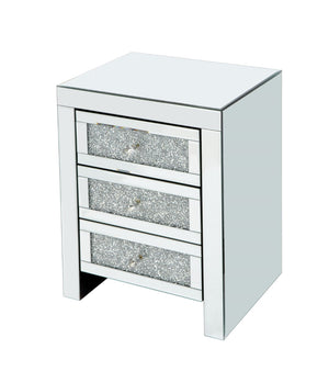 Hearth and Haven 3-Drawer Nightstand with Imitation Diamond and Crystal Handles, Silver W100535587