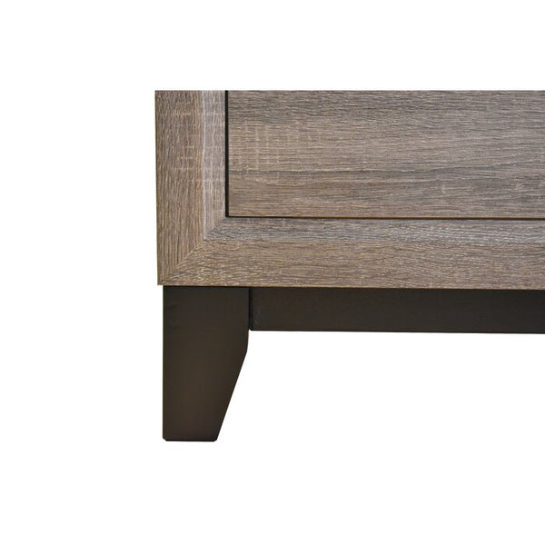 English Elm Queen Sierra Queen Bed Contemporary Rustic Gray Panel Headboard & Footboard with Subtle Black Accents, Stylish Elegance 808857916389