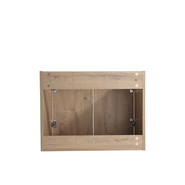 English Elm 48 Inch Wall Mounted Bathroom Vanity with Resin Sink, Soft-Close Doors, Metal Handles, Storage—Durable Eco Plywood Imitative Oak W999S00184