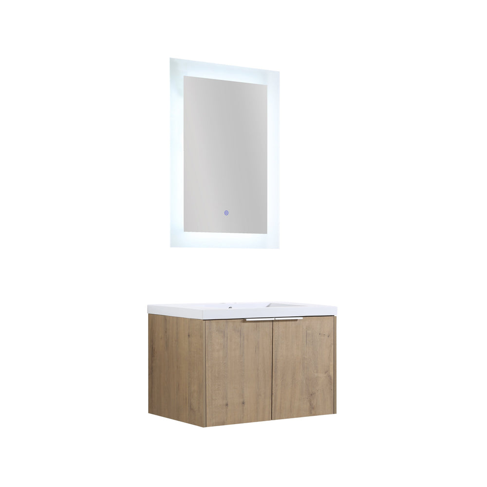 English Elm Soft Close 30" Bathroom Vanity with Resin Sink and Open Shelf, Soft-Close Doors, Metal Handles, KD Packaging W99950715