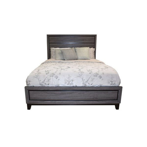 English Elm Queen Sierra Queen Bed Contemporary Rustic Gray Panel Headboard & Footboard with Subtle Black Accents, Stylish Elegance 808857916389