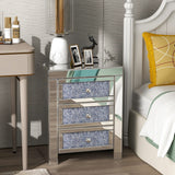 Hearth and Haven W17.3" X D 13.4" X H 23.6 " Arc Drill Mirror Three Pumping Cabinet  Multifunctional Bedside Table W100535587