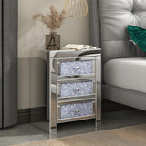 Hearth and Haven 3-Drawer Nightstand with Imitation Diamond and Crystal Handles, Silver W100535587