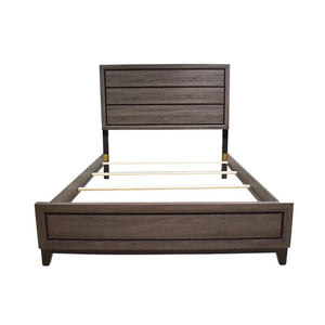 English Elm Queen Sierra Queen Bed Contemporary Rustic Gray Panel Headboard & Footboard with Subtle Black Accents, Stylish Elegance 808857916389