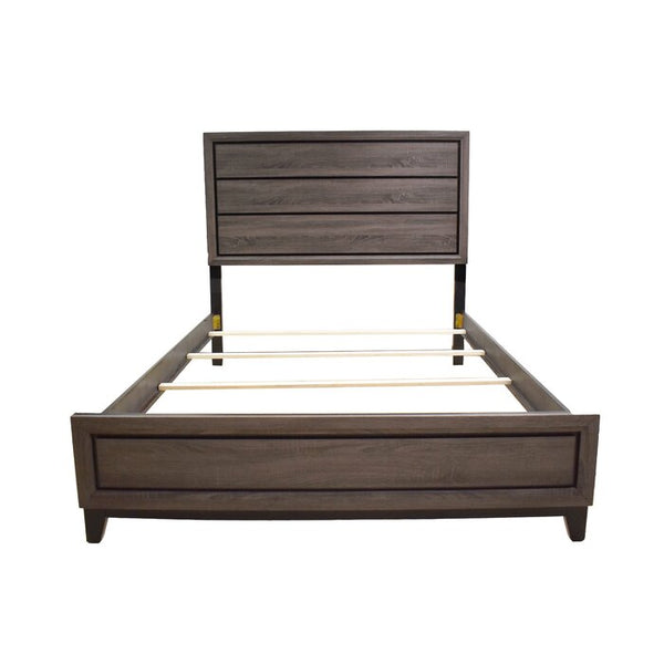 English Elm Queen Sierra Queen Bed Contemporary Rustic Gray Panel Headboard & Footboard with Subtle Black Accents, Stylish Elegance 808857916389
