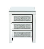 Hearth and Haven 3-Drawer Nightstand with Imitation Diamond and Crystal Handles, Silver W100535587