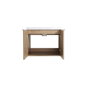 English Elm 36 Inch Modern Bathroom Vanity With Soft Close Doors, Resin Sink & Stylish Storage Solutions W999S00182