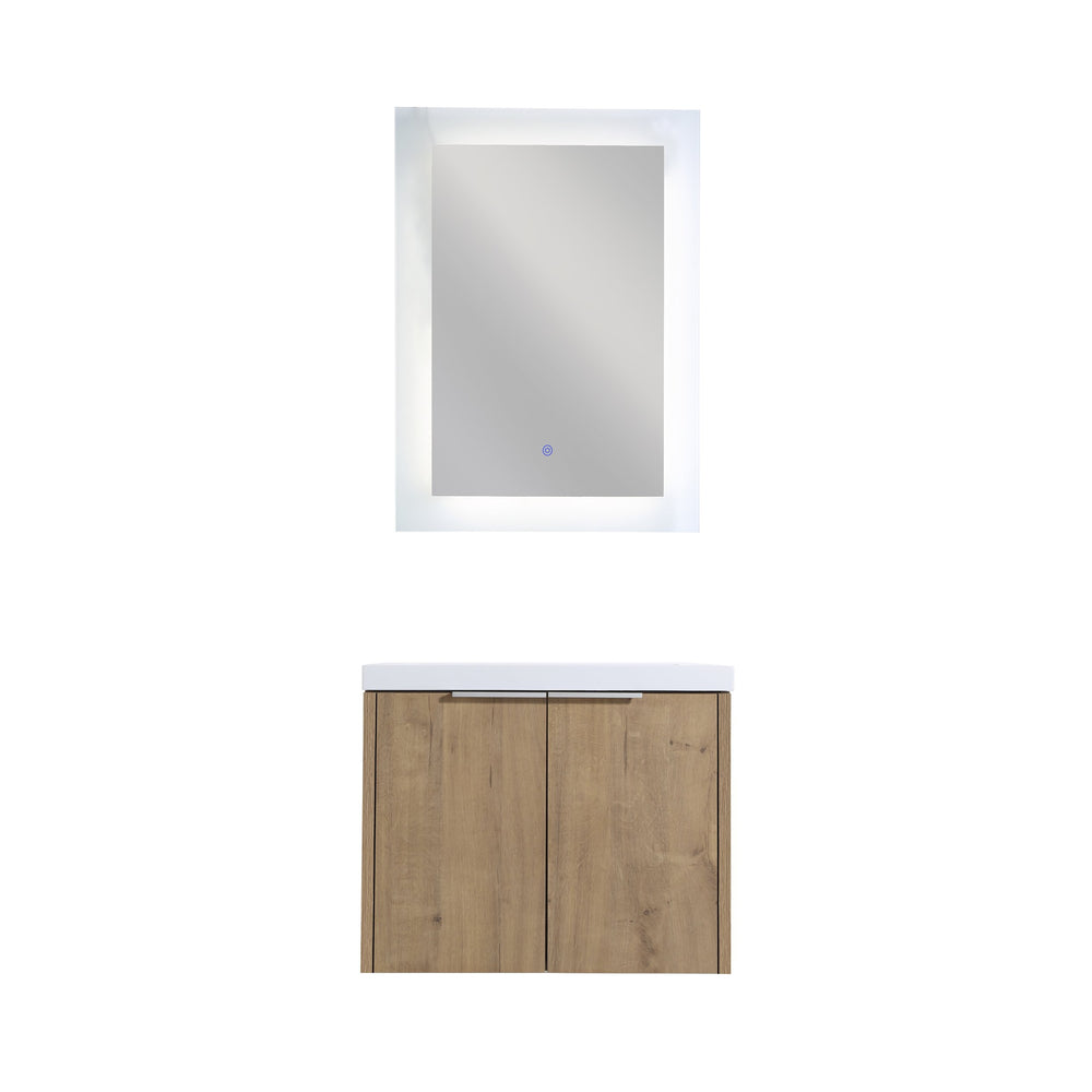 English Elm Bathroom Floating Vanity 24" with Resin Sink, Soft-Close Doors, Wall-Mount Design, Spacious Storage W99950714