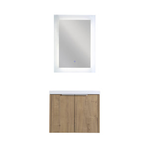 English Elm Bathroom Floating Vanity 24" with Resin Sink, Soft-Close Doors, Wall-Mount Design, Spacious Storage W99950714