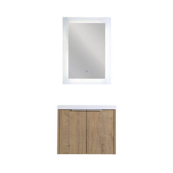 English Elm Bathroom Floating Vanity 24" with Resin Sink, Soft-Close Doors, Wall-Mount Design, Spacious Storage W99950714