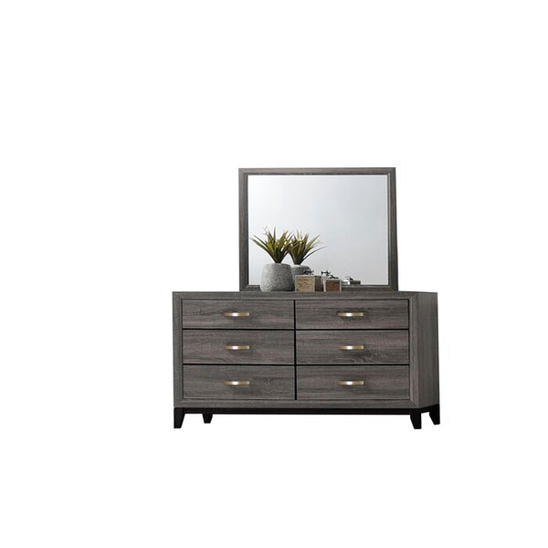 English Elm Full Sierra 4-Pc Contemporary Rustic Gray Bedroom Set with Panel Bed, Dresser, Mirror & Nightstand 808857873293