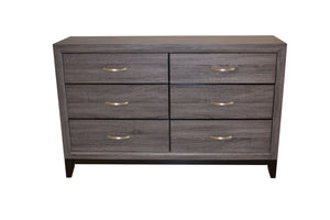 English Elm Full Sierra 4-Pc Contemporary Rustic Gray Bedroom Set with Panel Bed, Dresser, Mirror & Nightstand 808857873293