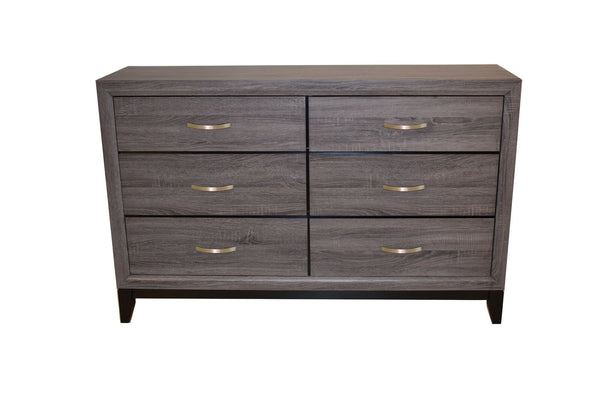 English Elm Full Sierra 4-Pc Contemporary Rustic Gray Bedroom Set with Panel Bed, Dresser, Mirror & Nightstand 808857873293