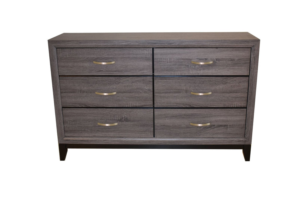 English Elm Queen Sierra 4-Piece Contemporary Rustic Gray Solid Wood Bedroom Set with Dresser Mirror Nightstand Chest 808857673220