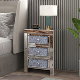 Hearth and Haven 3-Drawer Nightstand with Imitation Diamond and Crystal Handles, Silver W100535587