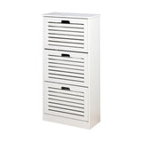 Shoe Cabinet with 3 Flip Doors and Adjustable Shelves, White