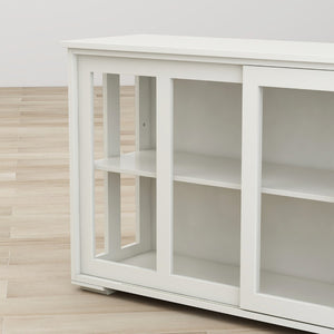 English Elm Kitchen Storage Cabinet with Sliding Glass Doors White Mdf Pantry Buffet Cupboard W28235613