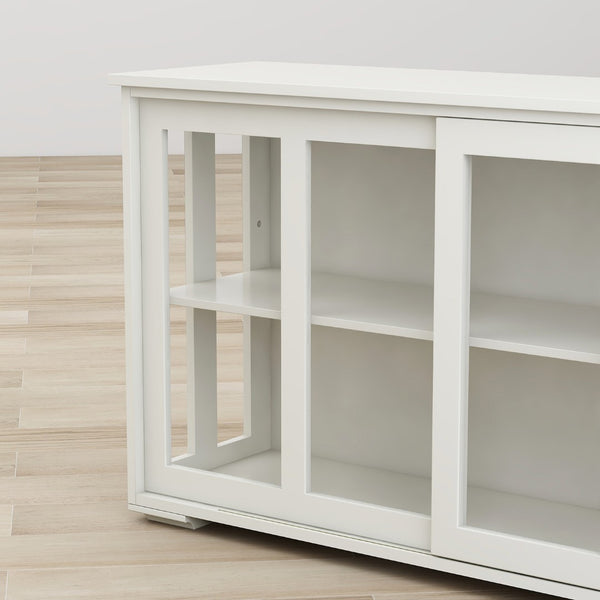 English Elm Kitchen Storage Cabinet with Sliding Glass Doors White Mdf Pantry Buffet Cupboard W28235613