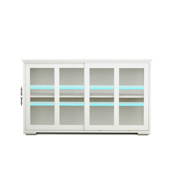 English Elm Kitchen Storage Cabinet with Sliding Glass Doors White Mdf Pantry Buffet Cupboard W28235613