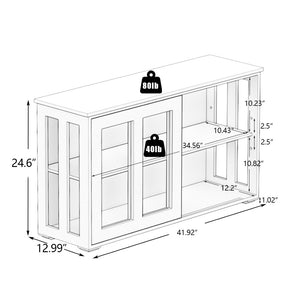 English Elm Kitchen Storage Cabinet with Sliding Glass Doors White Mdf Pantry Buffet Cupboard W28235613