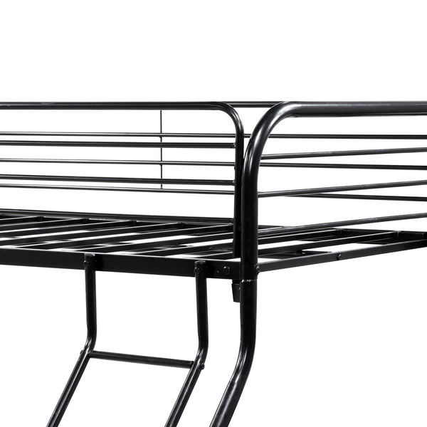 English Elm Heavy Heavy Duty Twin-Over-Full Metal Bunk Bed Frame, 20% Stronger Noise-Free Platform, Black with 9.25" Under-Storage Space W840127266