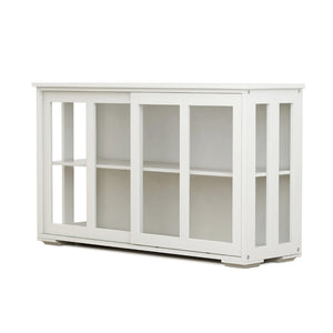 English Elm Kitchen Storage Cabinet with Sliding Glass Doors White Mdf Pantry Buffet Cupboard W28235613