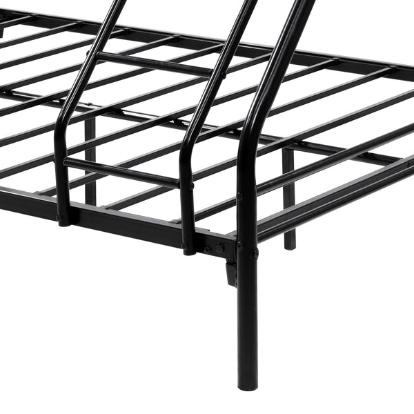 English Elm Heavy Heavy Duty Twin-Over-Full Metal Bunk Bed Frame, 20% Stronger Noise-Free Platform, Black with 9.25" Under-Storage Space W840127266