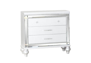 English Elm STERLING Glamour Elegance 5PC King Bedroom Set White with LED Headboard, Mirror Accents, Gold Trim B009S02001