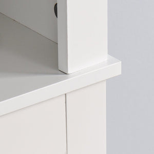 English Elm Bathroom Over Toilet Wood Storage Cabinet with Carved Doors and Adjustable Interior Shelf W40935619