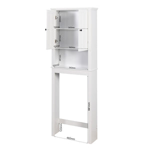 English Elm Bathroom Over Toilet Wood Storage Cabinet with Carved Doors and Adjustable Interior Shelf W40935619