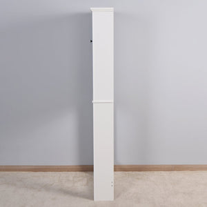 English Elm Bathroom Over Toilet Wood Storage Cabinet with Carved Doors and Adjustable Interior Shelf W40935619