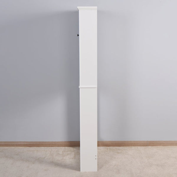 English Elm Bathroom Over Toilet Wood Storage Cabinet with Carved Doors and Adjustable Interior Shelf W40935619
