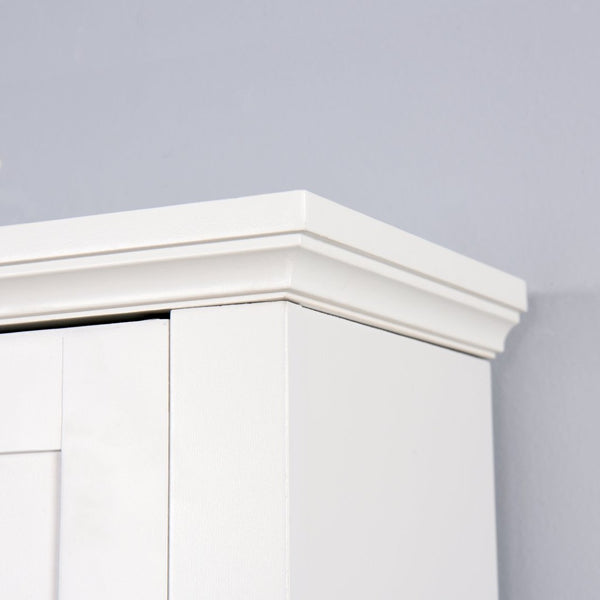 English Elm Bathroom Over Toilet Wood Storage Cabinet with Carved Doors and Adjustable Interior Shelf W40935619