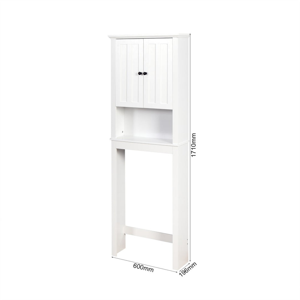 English Elm Bathroom Over Toilet Wood Storage Cabinet with Carved Doors and Adjustable Interior Shelf W40935619