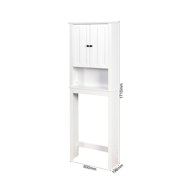 English Elm Bathroom Over Toilet Wood Storage Cabinet with Carved Doors and Adjustable Interior Shelf W40935619