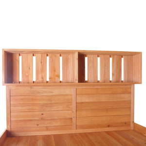 English Elm TOPMAX 65" Wooden Potting Bench with Splash Plate, 4 Shelves & Side Hook, Sturdy Fir Workstation Natural WF285323AAA